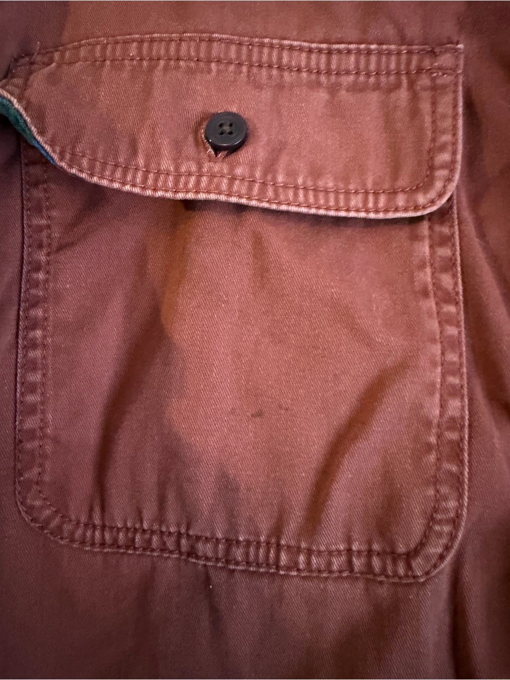L.L. Bean Rust Button-Front Hurricane Shirt with Flannel Plaid Lining - Picture 3 of 11